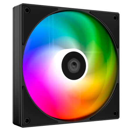 Кулер в корпус 140х140х25 ID-COOLING AS-140-ARGB-K черный (300-1800prm/супертихий/4Pin PWM/3Pin 5V ARGB/72.2 CFM/24.9дБ/подшипник гидродинамический/AR