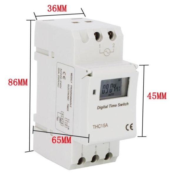 Реле времени (таймер) на Din-рейку THC15A, управление 220в, нагрузка до 30а, программируемый