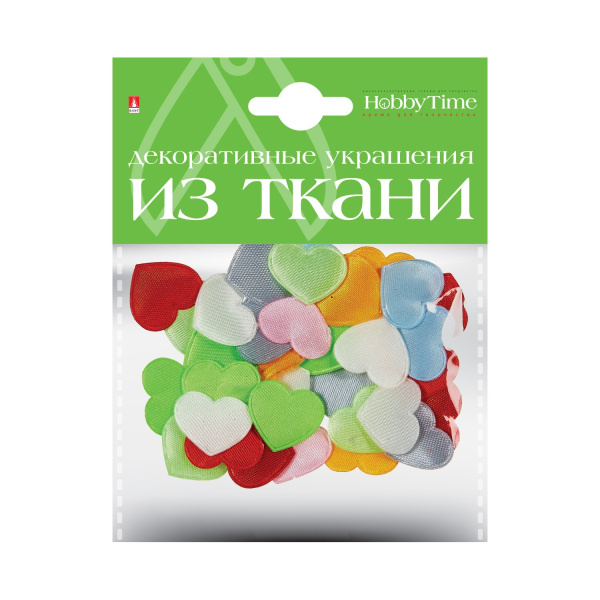 Декоративные украшения из ткани, набор №11, "Сердечки S" Hobby Time 2-159/07