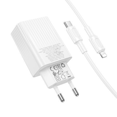 Зарядное_устройство - TypeC 30W BOROFONE BAS76A QC3.0/PD + кабель Lightning/Type-C белый