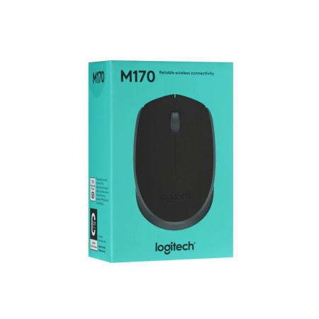 Мышь беспроводная Logitech M170 (910-004658) оптическая, 1000dpi, радиус действия до 10м, Black/Grey