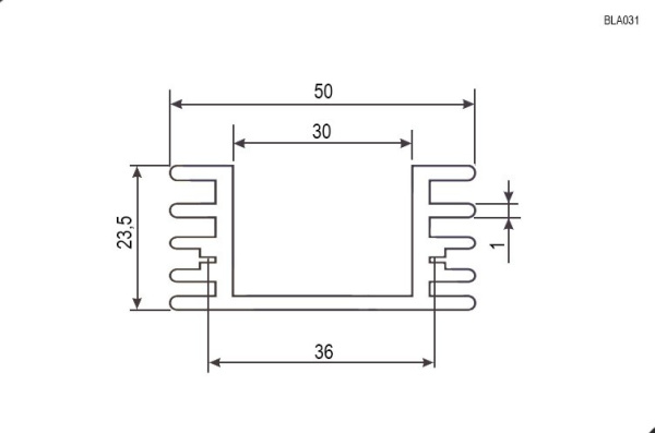 Радиатор  50*50*23.5мм, п-образный, алюминий, BLA031-50