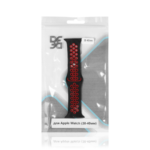 Ремешок спортивный силиконовый для Apple Watch (38-40мм) DF iSportband-01 (black/red)