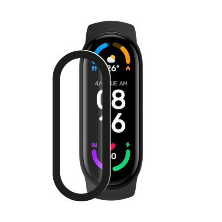 Защитное органическое стекло Watch PMMA для Xiaomi Mi Band 6, черная рамка, Deppa (62775)