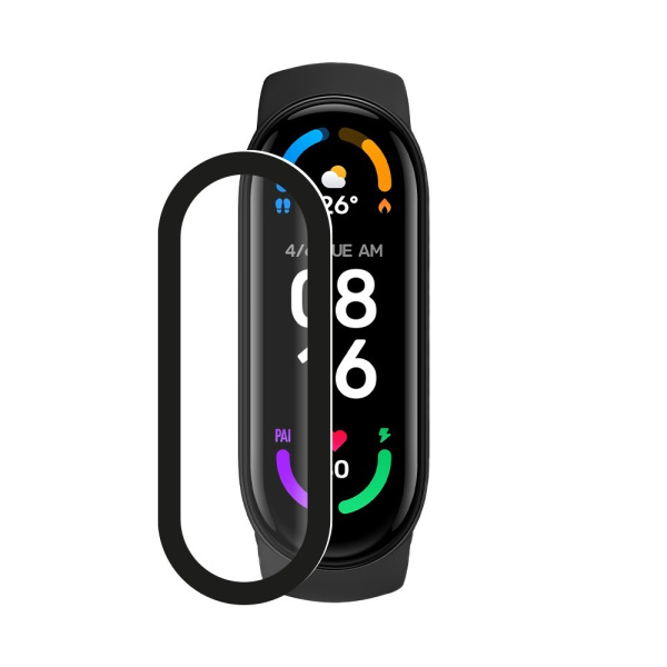 Защитное органическое стекло Watch PMMA для Xiaomi Mi Band 6, черная рамка, Deppa (62775)