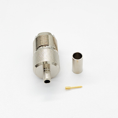 Разъем UHF SO-239, гнездо, кабельный, обжим, RG-58, U-211F