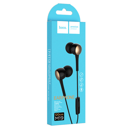 Гарнитура проводная HOCO M19 series вставные, 16Ом, 116дБ, кабель 1.2м, Black