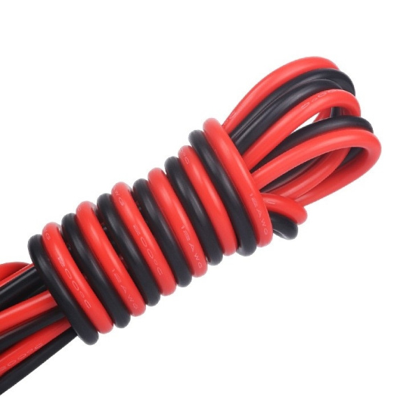 Кабель силиконовый 2*18AWG ~2*0.75мм2, медь, силикон, красный+черный, -60C..+200C, метражом