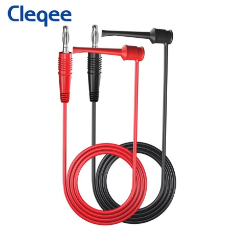 Тестовые провода Cleqee P1039, banana-захват, 500в, 5а, черный+красный