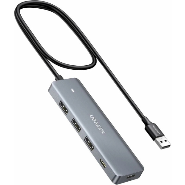 USB_Хаб 3xUSB_3.0 + 1* USB-C UGREEN CM219 (15920) с портом питания USB-C,черный/серебристый