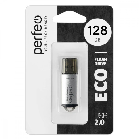 Флеш-накопитель USB2.0 128Gb Perfeo E01 (PF-E01S128ES) Серебристый