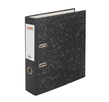 Папка-регистратор 70мм. STAFF "Everyday"  мрамор, черная (224616)