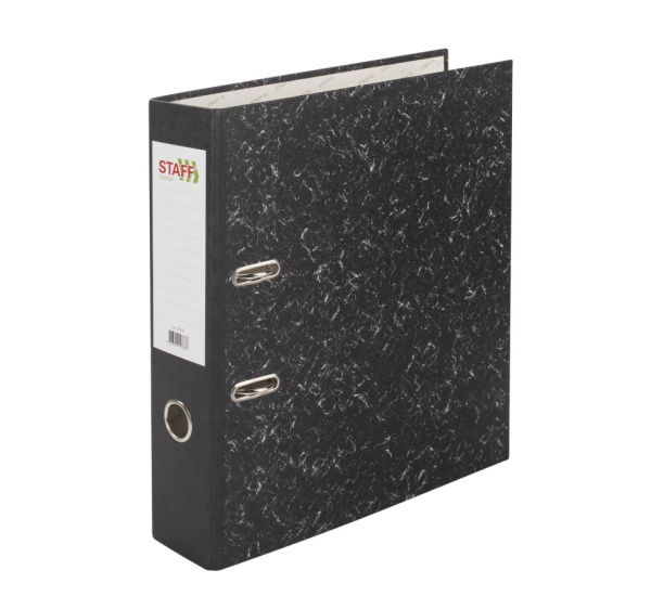 Папка-регистратор 70мм. STAFF "Everyday"  мрамор, черная (224616)