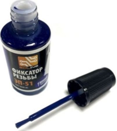 Фиксатор резьбы Solins ЭП-51, синий, флакон с кистью, 22 мл