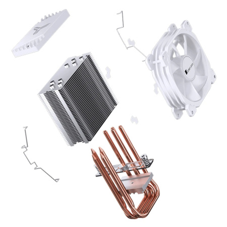 Кулер S115х/1200/1700/1851/AMx Jonsbo CR-1400 E ARGB White (160W/92mm/800-2200rpm/ARGB/4 тепловые трубки/белый)