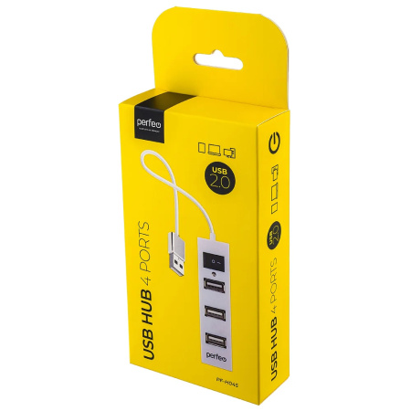 USB_Хаб 4xUSB Perfeo PF-H045 белый