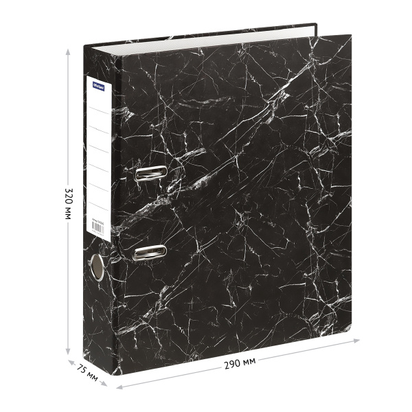 Папка-регистратор 75мм. OfficeSpace мрамор, бюджет, черная (340060)