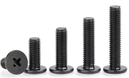 Винт М2.5, 16мм, черный, головка полукруг, PH