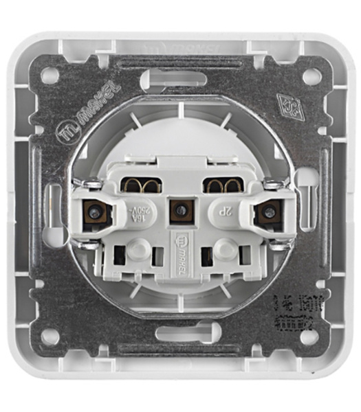 Розетка электрическая встраиваемая, 1местная, 16A, белый, Makel Mimoza 12022