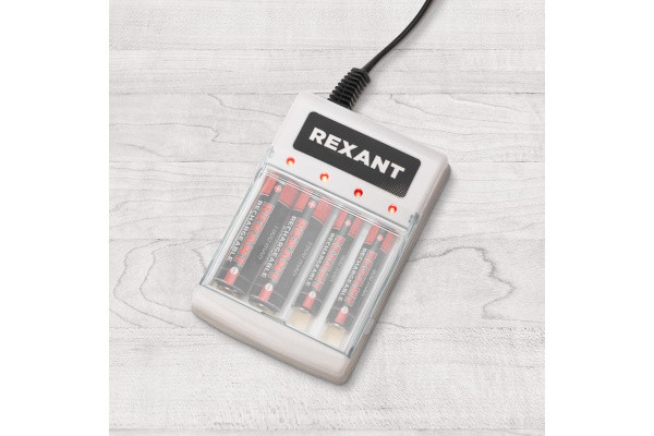 Зарядное устройство Rexant PC-05, Ni-MH/Ni-Cd, 4слота, AA/AAA, сет. шнур