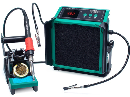 Паяльная станция Yihua 948D Q-III, паяльник 200..480°С, дымоуловитель, держатель плат, 200вт