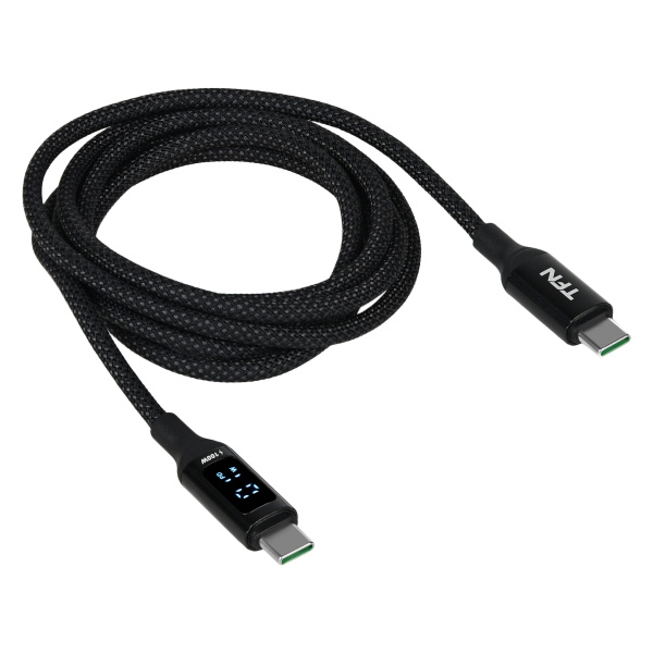 Кабель USB Type-C (m) - Type-C (m) TFN, TPE 1.5м,100W LED черный (TFN-C-DG-CC15M-BK)