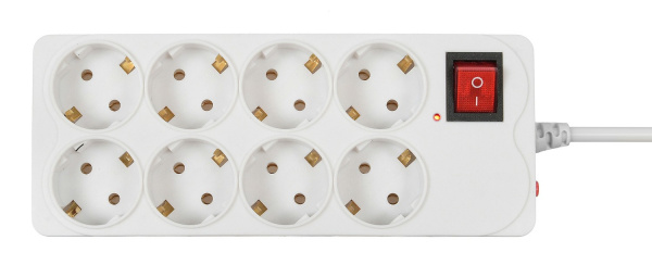 Сетевой фильтр  5.0м, 8 розеток Buro, 800SH-5-W, 10А, 2200Вт, с выключателем, белый, коробка