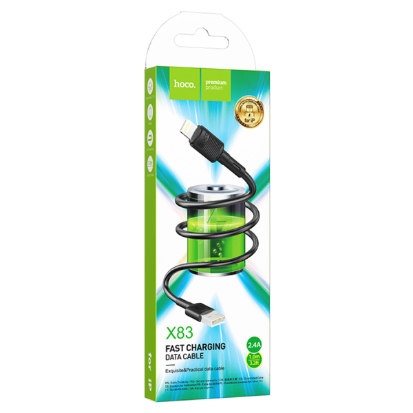 Кабель Lightning (m) - USB(m) HOCO X83, 1м, 2.4А черный