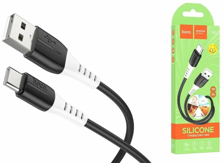 Кабель USB Type-C (m) - USB(m) HOCO X82 1м, 3A силиконовый, черный