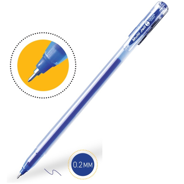 Ручка гелевая CROWN "Multi-Jell" 0,4мм., синяя (MTJ-500B)