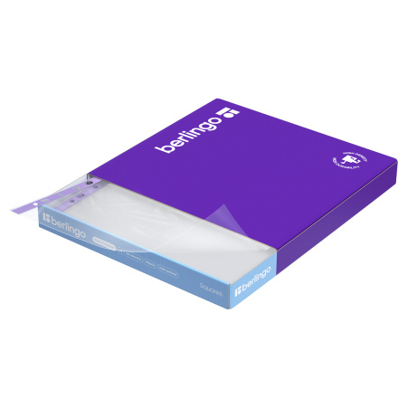 Файл перфорированный А4 60мкм. BERLINGO "Squares" 100 шт., матовый, картон. упаковка (SPb_A4060)