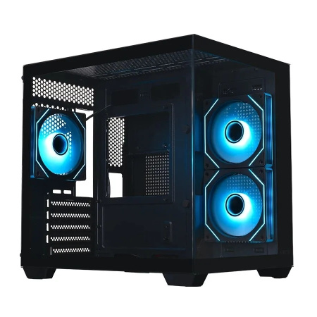 Корпус mATX Б_БП XASTRA QW400M 3ARGB-C6-AC Black (USB3.0,Audio,черный,Mesh,TG,3х120мм ARGB fans/ARGB+PWM HUB 6port,Type-C,CPU Cooler до 175мм, VGA до 