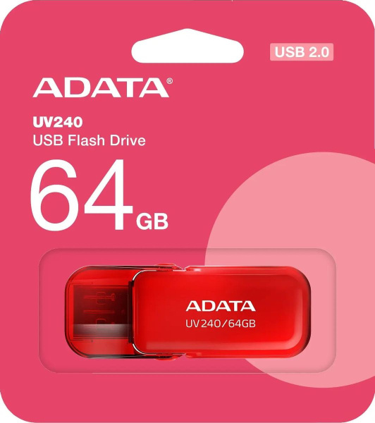 Флеш-накопитель USB2.0 64Gb A-DATA AUV240 AUV240-64G-RRD красный