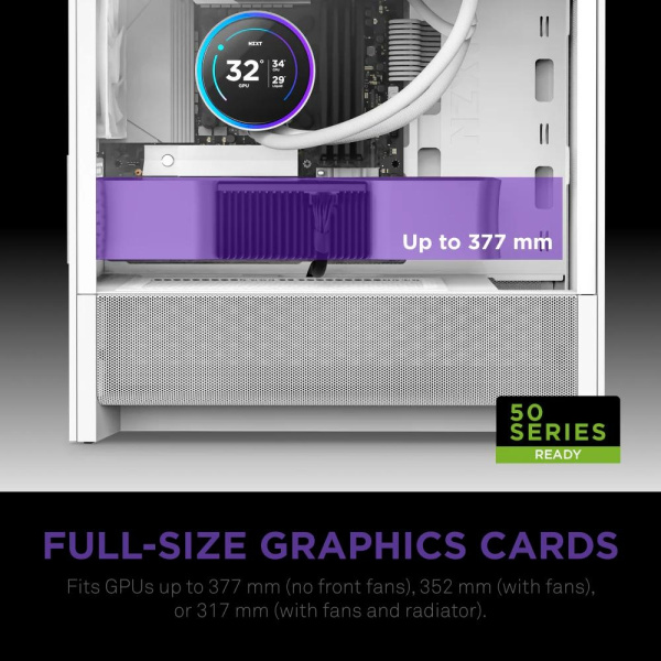 Корпус без блока питания/ Case NZXT H3 Flow (2025), Midi-Tower, TG, 1x120mm, 1xUSB-A 3.2 + 1xUSB-C 3.2, mATX, mITX White