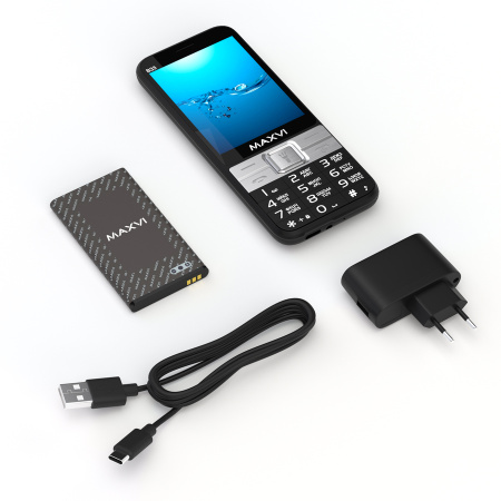 Сотовый Maxvi B33 Black 2sim/3.36"/320*240/microSD/0.3МП/Bt/3000мАч/моноблок