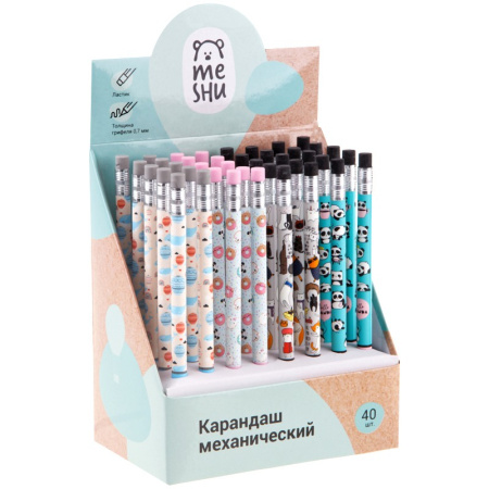 Карандаш мех. MESHU 0,7мм, ассорти 306848