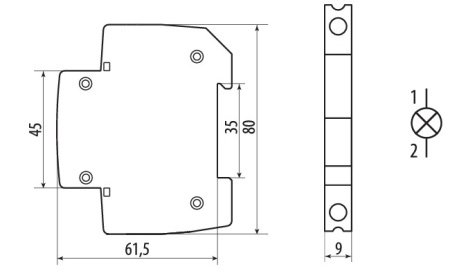 Лампа индикаторная на DIN-рейку ЛСК-47, 230в, зеленый, LED