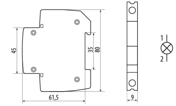 Лампа индикаторная на DIN-рейку ЛСК-47, 230в, зеленый, LED