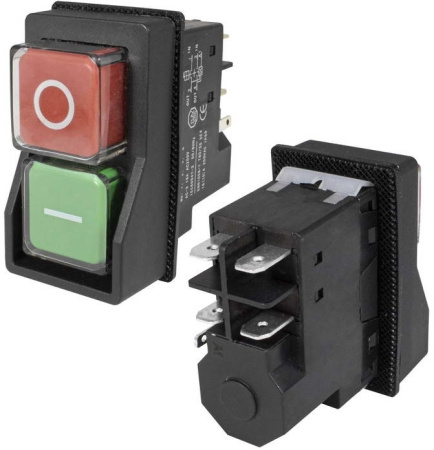 Кнопка Пуск-Стоп, DPST, 250в, 16а, под РП-6.3, 22*46мм, IP55, Ruichi ALBFS-22