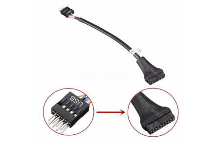 Кабель-переходник USB 3.0 (внутр.)->USB 2.0 (внутр.) "10pinMto20pinF" 