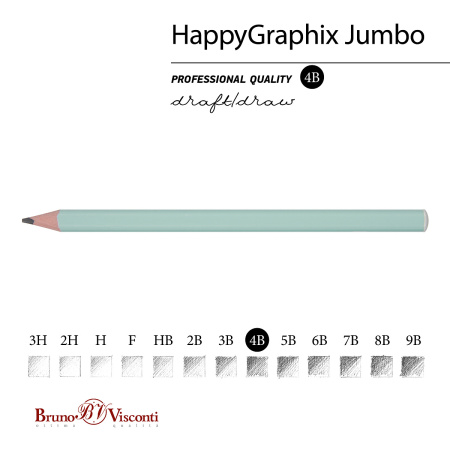 Карандаш ч/гр. Jumbo BV Happy Graphix "Зефирный мятный" (4В) 21-0065/04