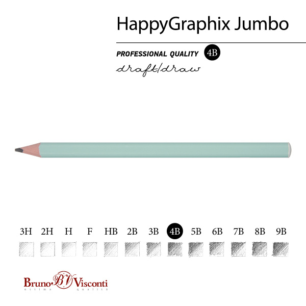 Карандаш ч/гр. Jumbo BV Happy Graphix "Зефирный мятный" (4В) 21-0065/04