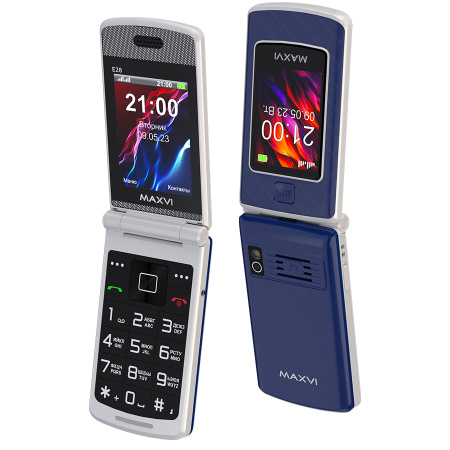 Сотовый Maxvi E28 Blue 2sim/2.8+2.4"/320*240/microSD/0.3МП/Bt/раскладушка