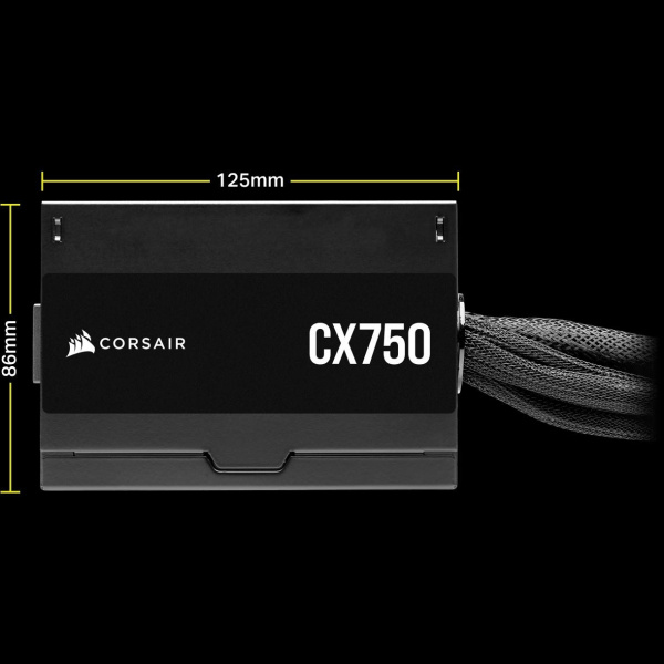 Блоки питания/ Power Supply Corsair CX750, Model RPS0146, 750W 80+ Bronze (ATX, 2.31, Non-modular, 1x24(20+4)pin, 1xCPU 8(4+4)pin, 2xPCIe*2 8(6+2)pin, 3xSATA3, 2xMOLEX4pin, Active, 120x120mm, 150x120x86mm, APFC, Power cable-EU, black)