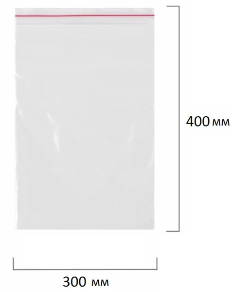 Пакет с замком "зиплок" (гриппер), КОМПЛЕКТ 100шт., 300х400мм, 35 мкм