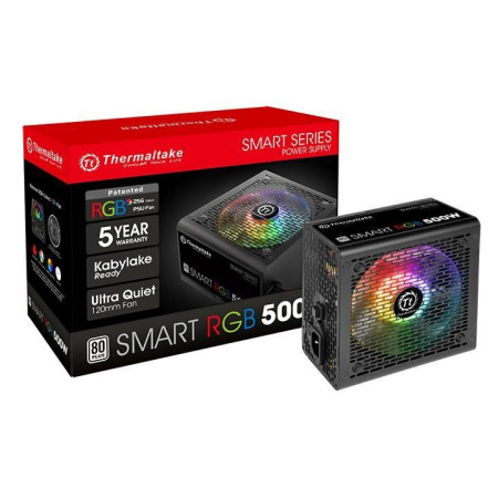 Блок питания 500Вт Thermaltake Smart RGB (APFC,120мм,2PCI-E,6SATA,80+,подсветка)