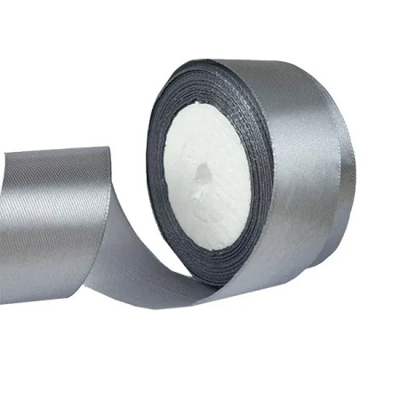 Лента упаковочная 38*25, атласная, серебро F014-38/59