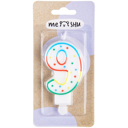 Свеча "Цифра 9" MESHU 8,5см MS_32393