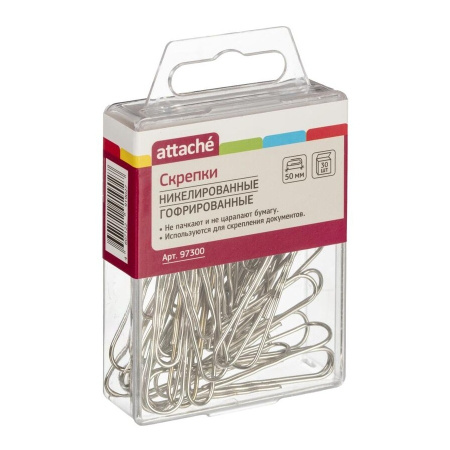 Скрепки 50мм. ATTACHE гофрир. 30шт. (97300)