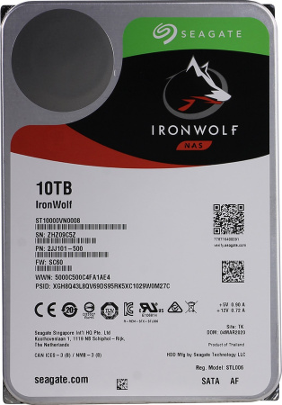 Жесткий диск HDD 10,0Tb Seagate IronWolf ST10000VN0008 7200,256Mb